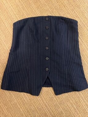 Abercrombie & Fitch Navy Pinstriped Strapless Bustier